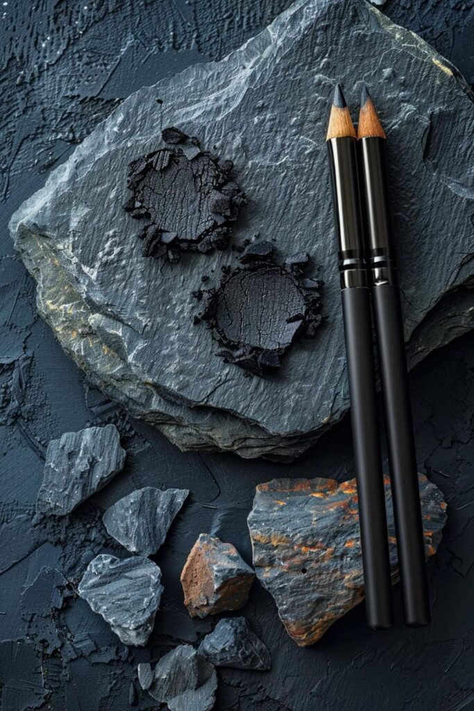 Soft smudged kohl eyeliner in a romantic goth beauty look