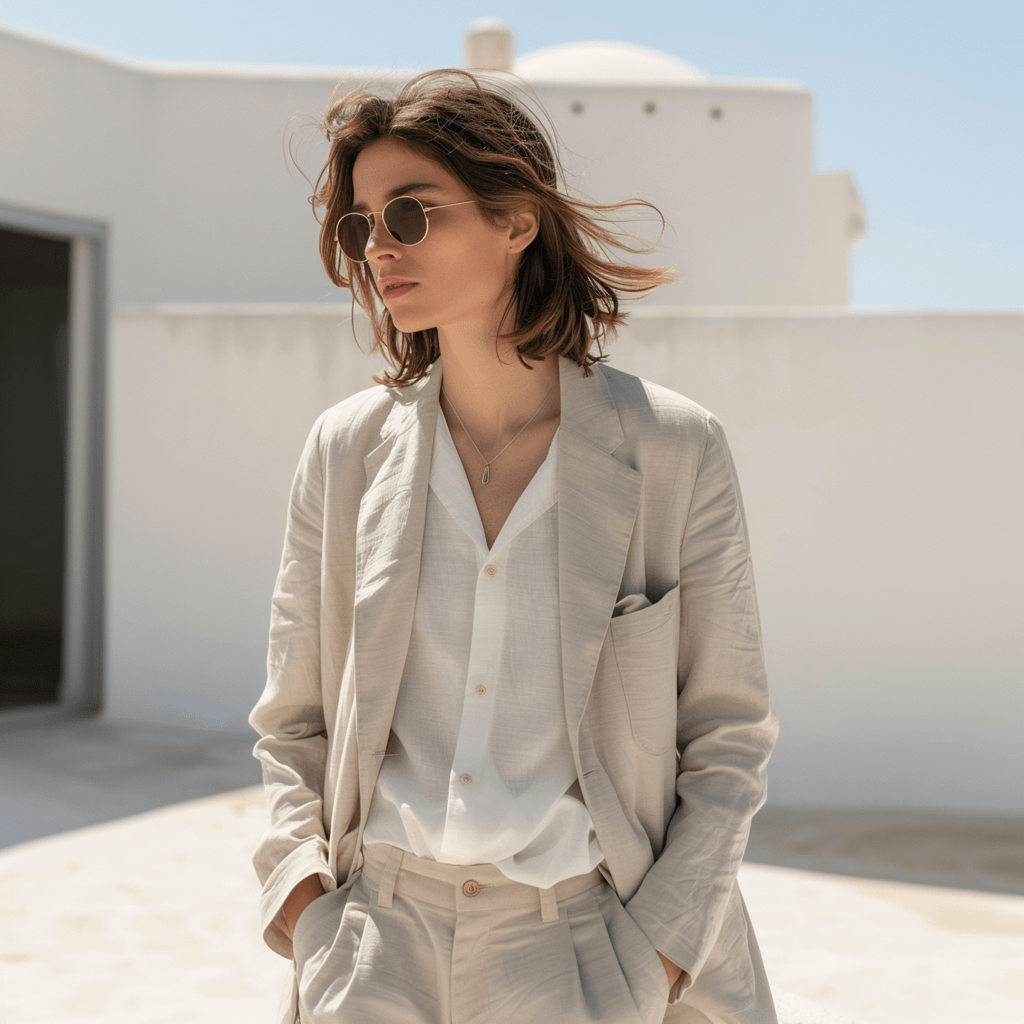 Baggy jeans styled in a minimalist 2026 denim outfit