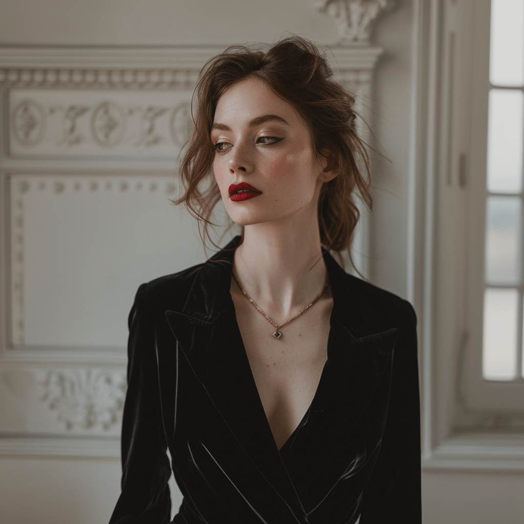 Vamp romantic outfit styled with modern elegance